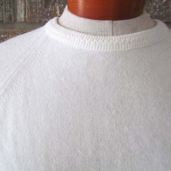 VINTAGE SWEATER, M, OFF-WHITE SHORT-SLEEVE ROCKABILLY ORIGINAL, Bust 36" - Picture 3 of 5